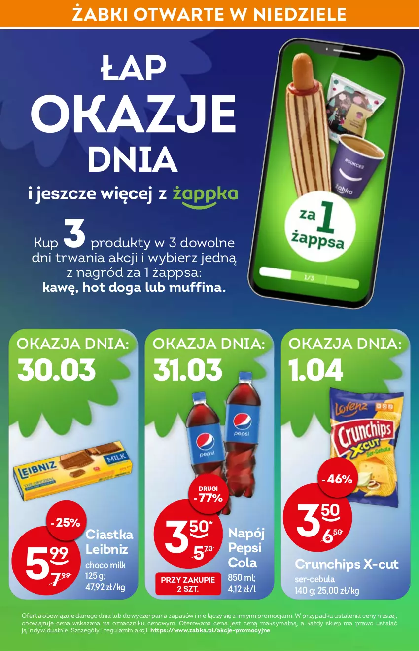 Gazetka promocyjna Żabka - ważna 30.03 do 12.04.2022 - strona 4 - produkty: Cebula, Ciastka, Crunchips, Hot dog, Napój, Pepsi, Ser