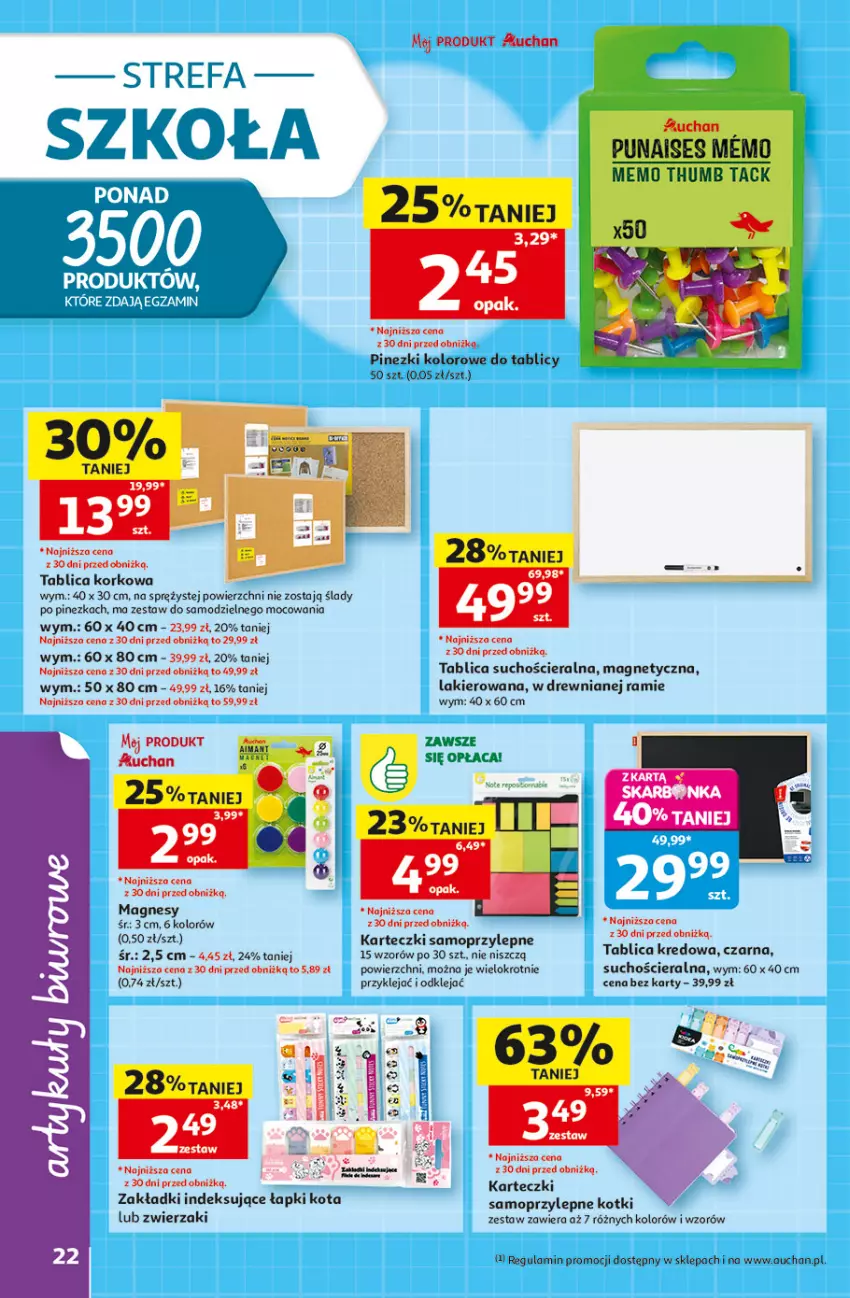 Gazetka promocyjna Auchan - Gazetka Szkoła Hipermarket Auchan - ważna 13.08 do 26.08.2026 - strona 22 - produkty: Fa, Karteczki samoprzylepne, Klej, Lakier, Mop, Tablica suchościeralna