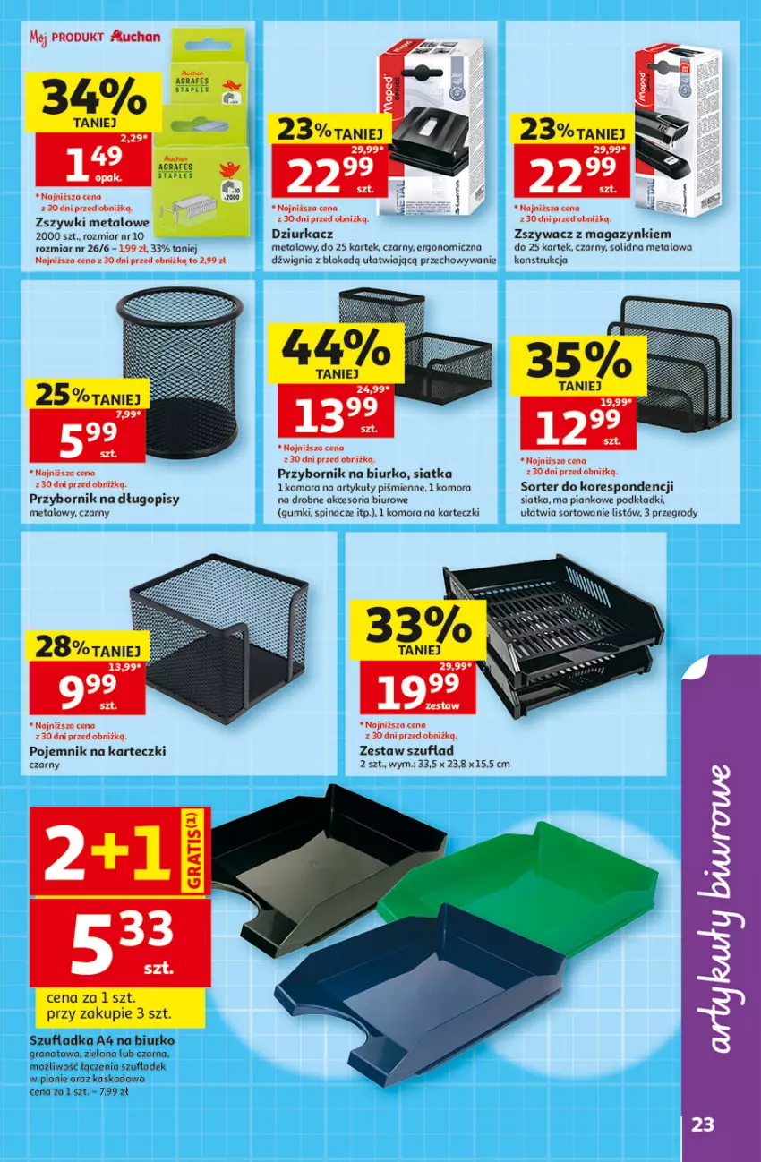Gazetka promocyjna Auchan - Gazetka Szkoła Hipermarket Auchan - ważna 13.08 do 26.08.2026 - strona 23 - produkty: Biurko, Biuro, Długopis, Dźwig, Gra, Granat, Kask, Podkład, Pojemnik, Siatka