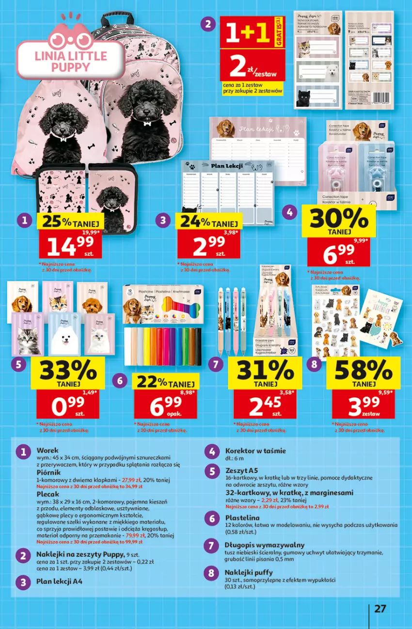 Gazetka promocyjna Auchan - Gazetka Szkoła Hipermarket Auchan - ważna 13.08 do 26.08.2026 - strona 27 - produkty: Gin, Klej, Mop, Piórnik, Plastelina, Plecak, Por, Puf, Tusz