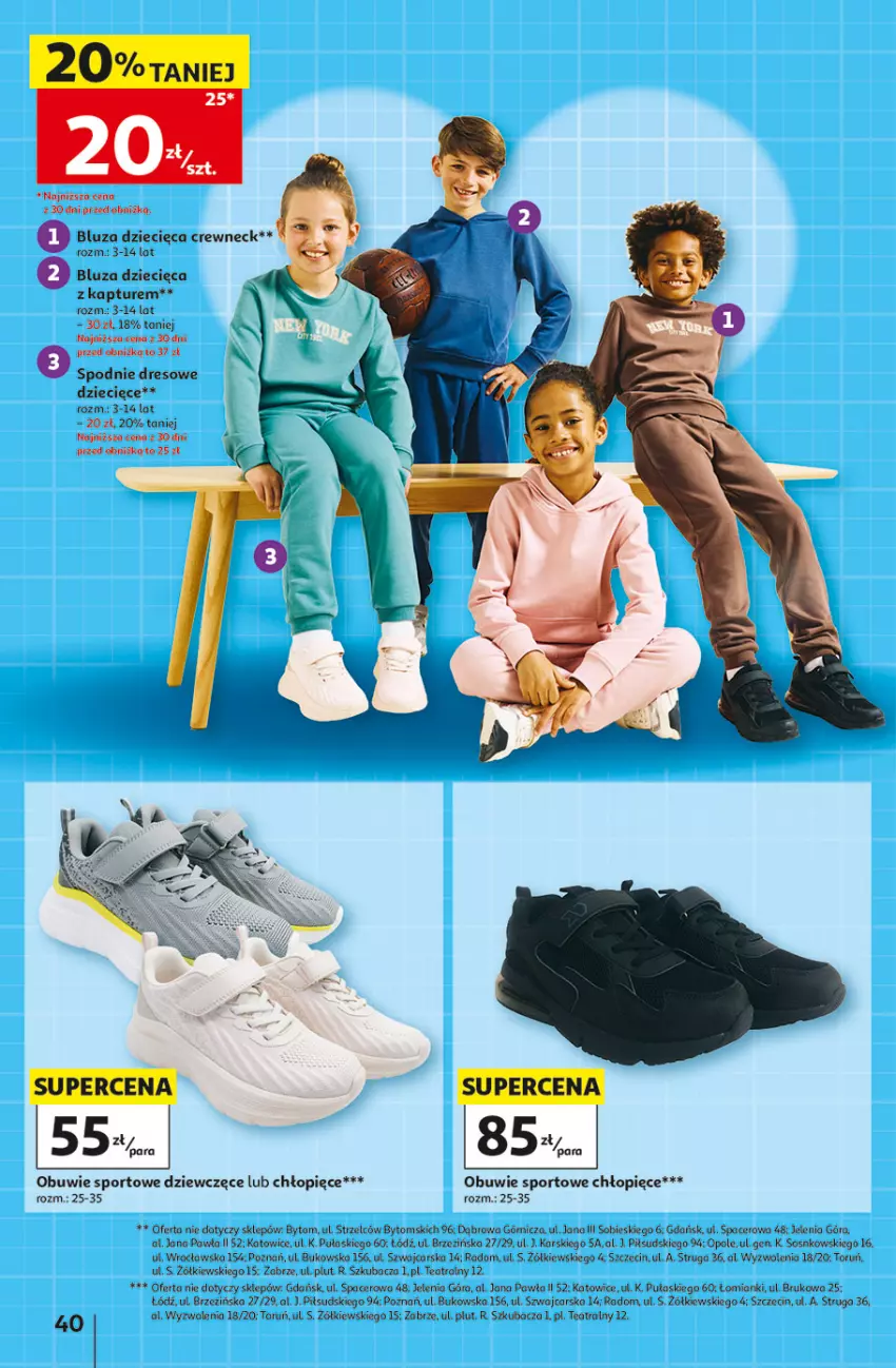 Gazetka promocyjna Auchan - Gazetka Szkoła Hipermarket Auchan - ważna 13.08 do 26.08.2026 - strona 40 - produkty: Acer, Bluza, Cars, Dres, Dzieci, Obuwie, Por, Sos, Spodnie, Spodnie dresowe, Sport