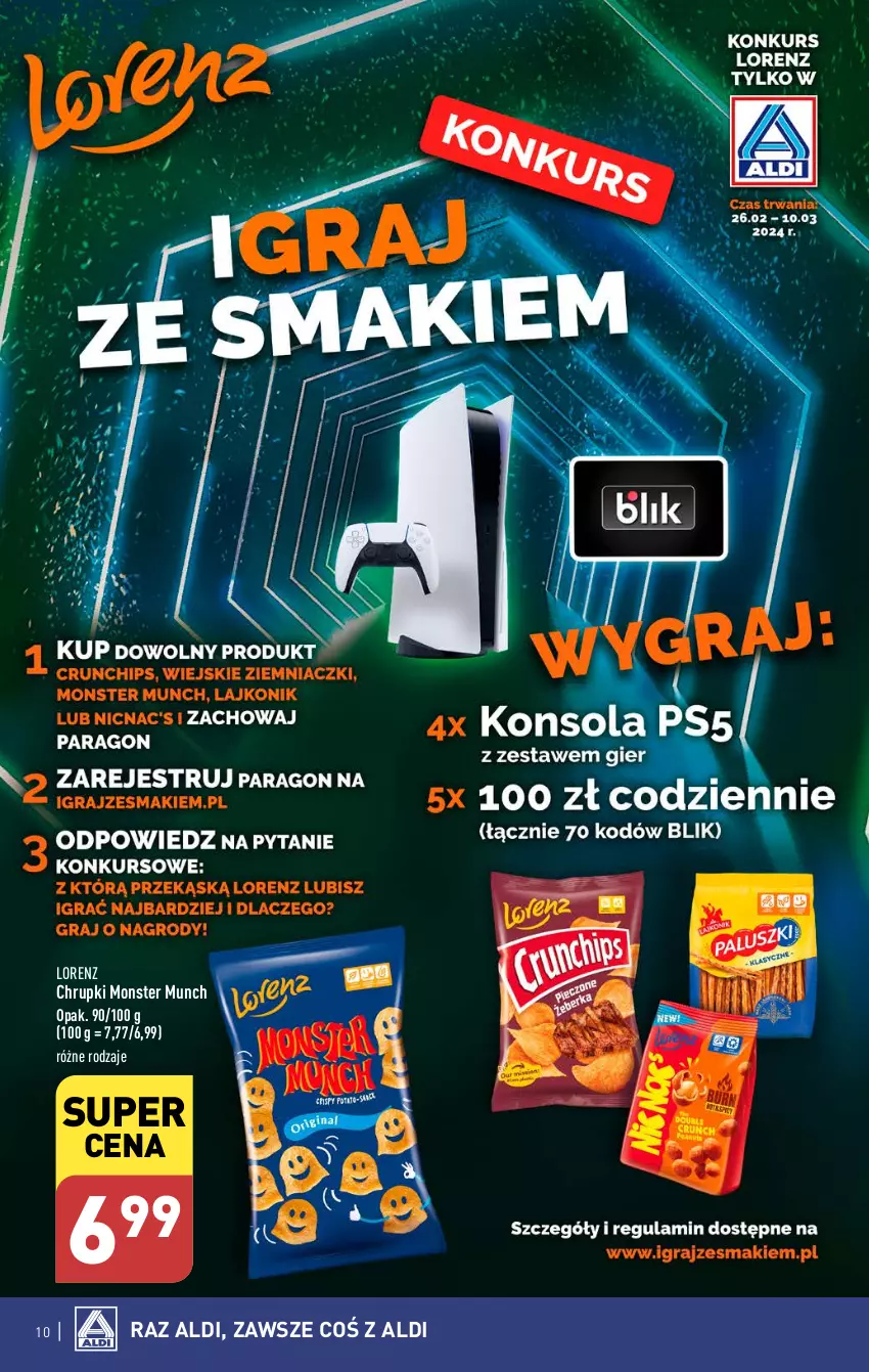 Gazetka promocyjna Aldi - Pełna oferta - ważna 04.03 do 09.03.2024 - strona 10 - produkty: Chrupki, Lorenz, Monster Munch