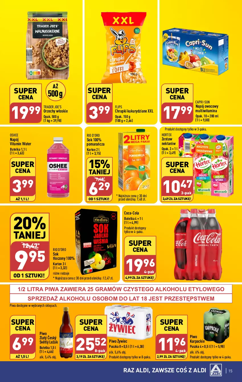 Gazetka promocyjna Aldi - Pełna oferta - ważna 04.03 do 09.03.2024 - strona 15 - produkty: Chrupki, Coca-Cola, Gra, Hortex, Karp, Napój, Nektar, Orzechy włoskie, Oshee, Piwa, Piwo, Sok