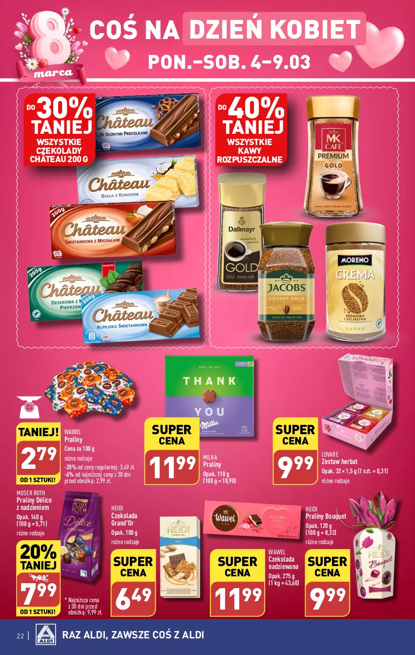 Gazetka promocyjna Aldi - Pełna oferta - ważna 04.03 do 09.03.2024 - strona 22 - produkty: Czekolada, Czekolada nadziewana, Gra, Milka, Moser Roth, Praliny, Ser, Wawel