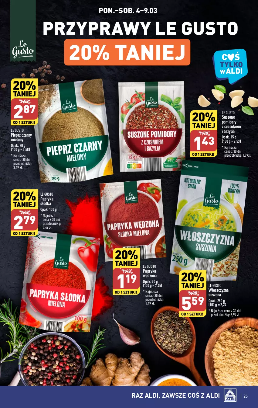 Gazetka promocyjna Aldi - Pełna oferta - ważna 04.03 do 09.03.2024 - strona 25 - produkty: Bazyl, Papryka, Papryka słodka, Papryka wędzona, Pieprz, Pomidory, Przyprawy, Suszone pomidory