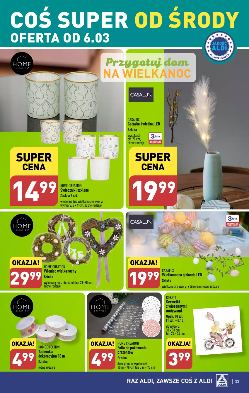 Gazetka promocyjna Aldi - Pełna oferta - ważna 04.03 do 09.03.2024 - strona 33 - produkty: Folia do pakowania, Girlanda, Ser, Serwetki, Sok, Wieniec