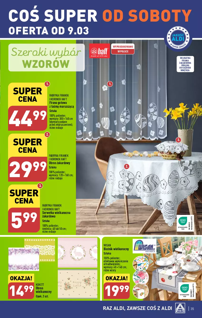 Gazetka promocyjna Aldi - Pełna oferta - ważna 04.03 do 09.03.2024 - strona 35 - produkty: Bieżnik, Fa, Firana, Mars, Obrus, Ser