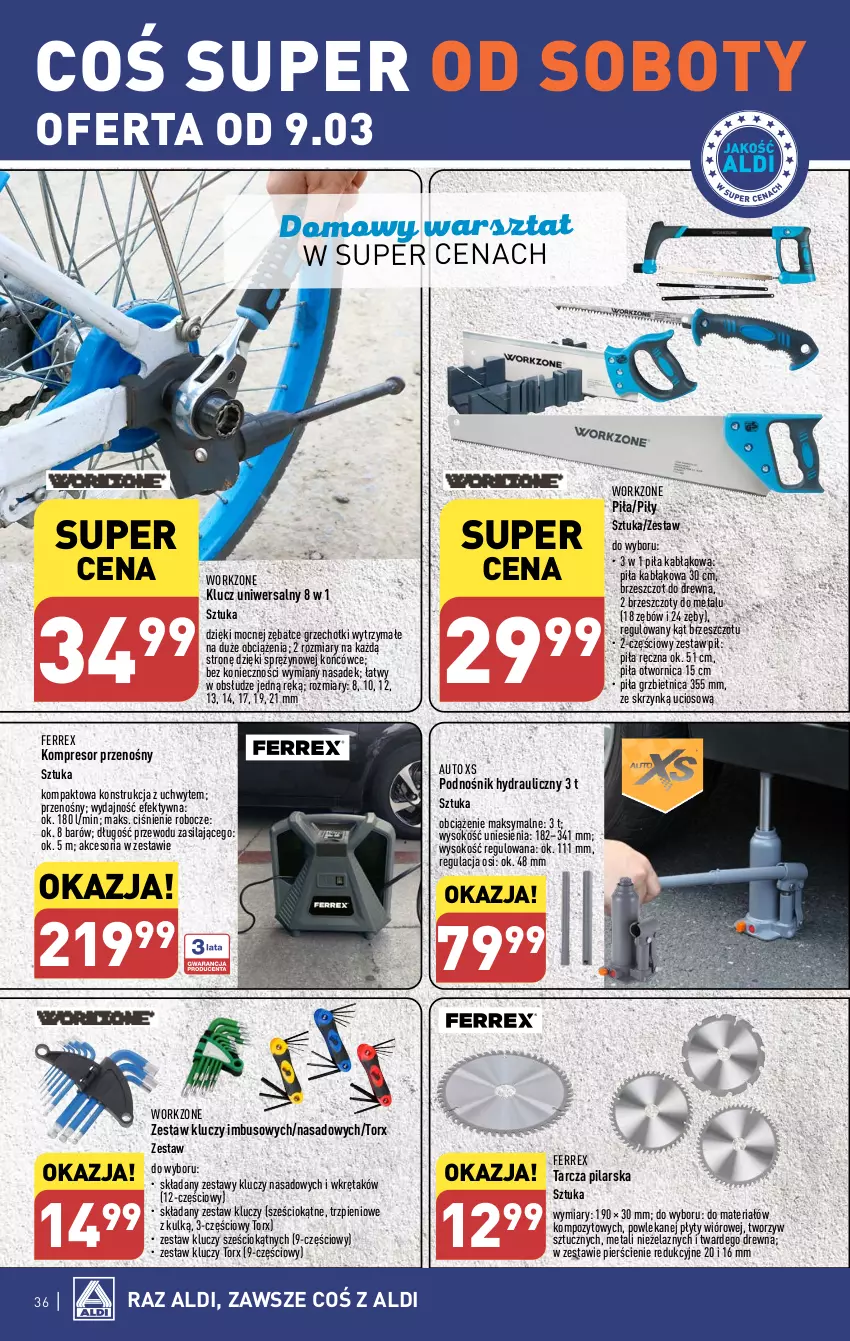 Gazetka promocyjna Aldi - Pełna oferta - ważna 04.03 do 09.03.2024 - strona 36 - produkty: Kompresor, Sok, Wkręt, Zestaw kluczy