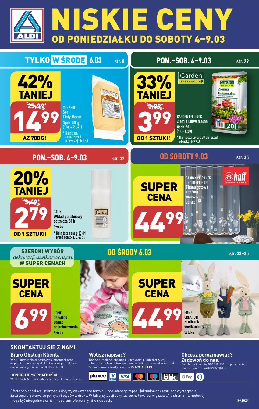 Gazetka promocyjna Aldi - Pełna oferta - ważna 04.03 do 09.03.2024 - strona 40 - produkty: Biuro, Fa, Firana, Mars, O nas, Obrus, Por, Ser, Złoty Mazur, Znicz