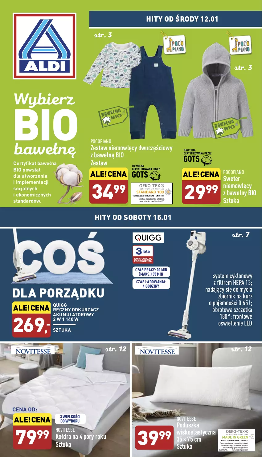 Gazetka promocyjna Aldi - Katalog Moda i Dom - ważna 12.01 do 15.01.2022 - strona 1 - produkty: Akumulator, Kołdra, Odkurzacz, Pocopiano, Poduszka, Por, Sweter, Szczotka, Wełna