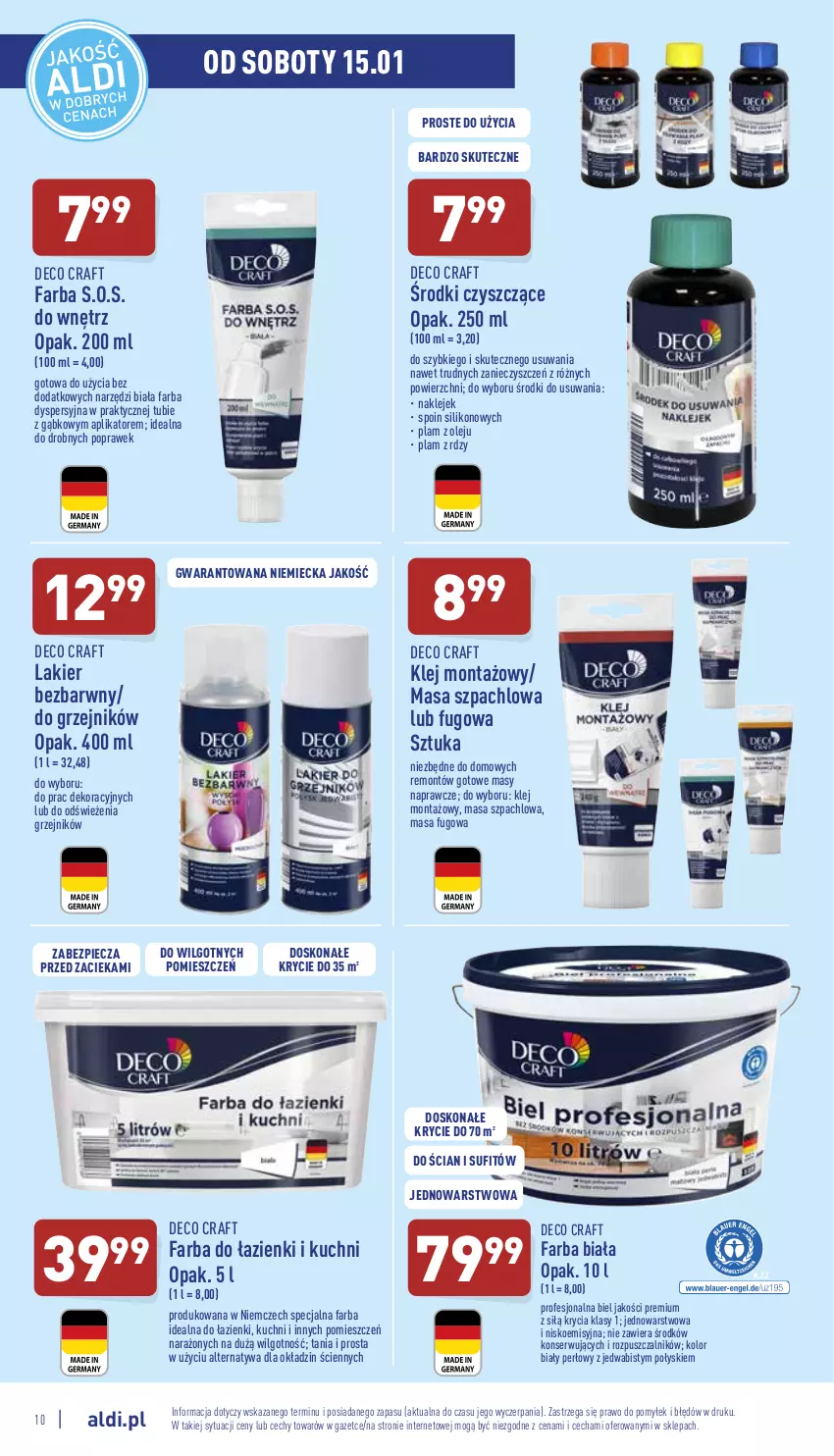 Gazetka promocyjna Aldi - Katalog Moda i Dom - ważna 12.01 do 15.01.2022 - strona 10 - produkty: Fa, Grzejnik, Klej, Lakier, LG, Masa szpachlowa, Olej, Piec, Ser