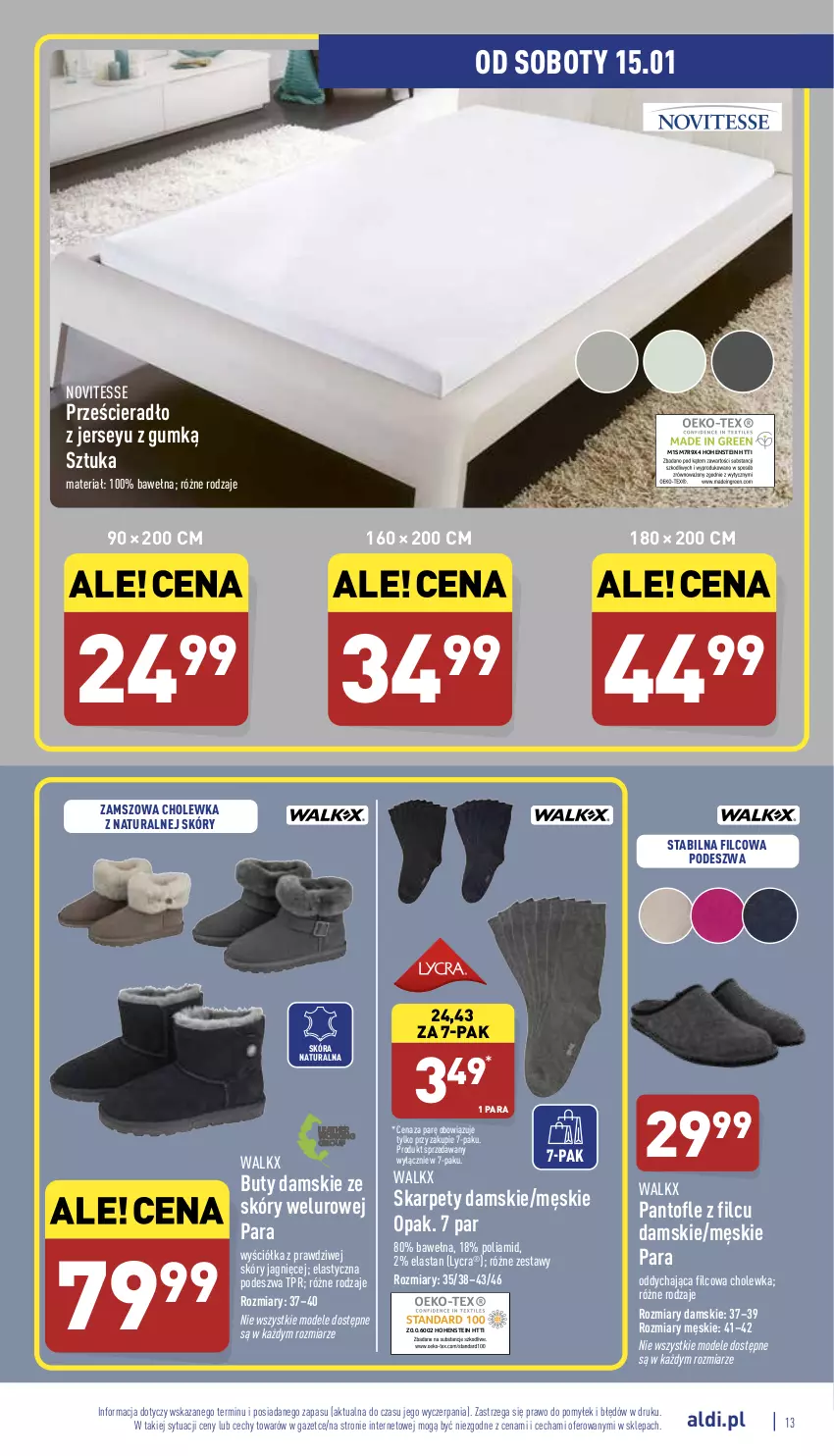 Gazetka promocyjna Aldi - Katalog Moda i Dom - ważna 12.01 do 15.01.2022 - strona 13 - produkty: Buty, Karp, Prześcieradło, Wełna