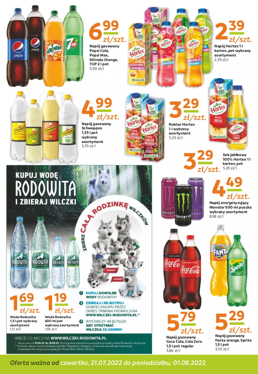 Gazetka promocyjna Gama - Gazetka Gama - ważna 01.08.2022 do 21.07.2023 - strona 10 - produkty: 7up, Fa, Fanta, Hortex, Mirinda, Napój, Napój gazowany, Nektar, Pepsi, Pepsi max, Schweppes, Sok, Sok jabłkowy, Sprite, Woda