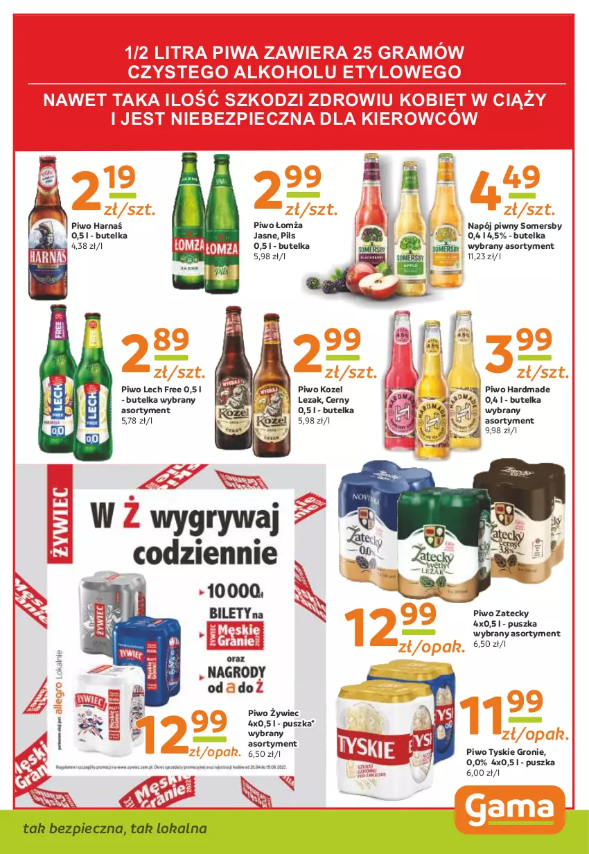 Gazetka promocyjna Gama - Gazetka Gama - ważna 01.08.2022 do 21.07.2023 - strona 11 - produkty: Gra, Harnaś, Kozel, Napój, Piec, Piwa, Piwo, Somersby, Tyskie