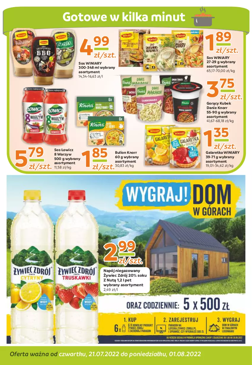 Gazetka promocyjna Gama - Gazetka Gama - ważna 01.08.2022 do 21.07.2023 - strona 8 - produkty: Bulion, Gala, Galaretka, Knorr, Kubek, Lion, Napój, Napój niegazowany, Sok, Sos, Winiary