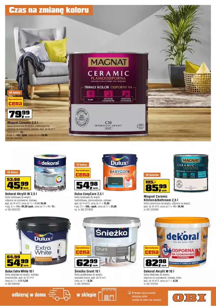 Gazetka promocyjna Obi - Ogród - ważna 13.04 do 26.04.2021 - strona 13 - produkty: Dekoral, Dulux, Fa, Farba ceramiczna, Farba do wnętrz, Farba lateksowa, Gra, Grunt, LG, Magnat Ceramic, Podkład, Por