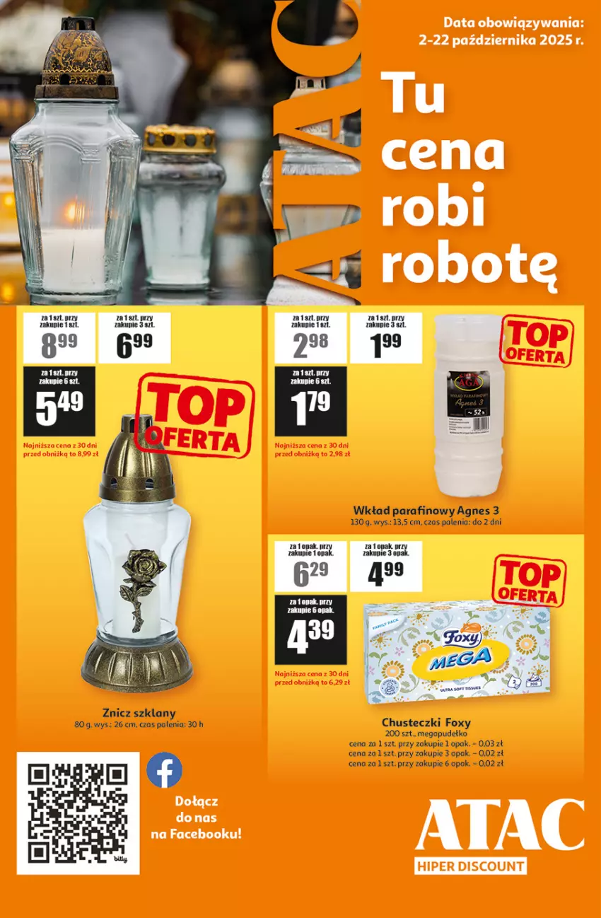 Gazetka promocyjna Auchan - Gazetka ATAC Hiper Discount - ważna 02.10 do 22.10.2025 - strona 1 - produkty: Chusteczki, Fa, Foxy, Pudełko, Znicz