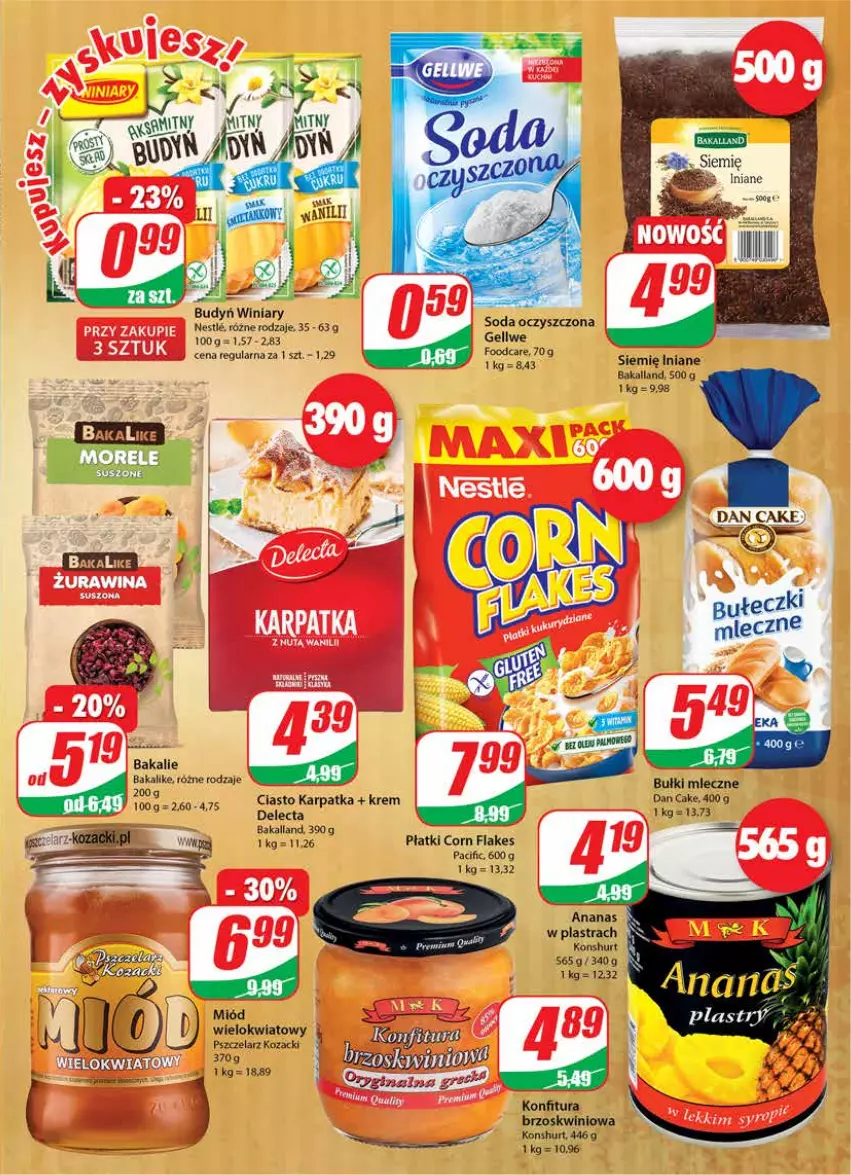 Gazetka promocyjna Dino - Gazetka - ważna 05.05 do 11.05.2021 - strona 5 - produkty: Bakalland, Budyń, Cif, Corn flakes, Dan Cake, Delecta, Karp, Konfitura, Miód, Siemię Iniane, Soda oczyszczona, Winiary