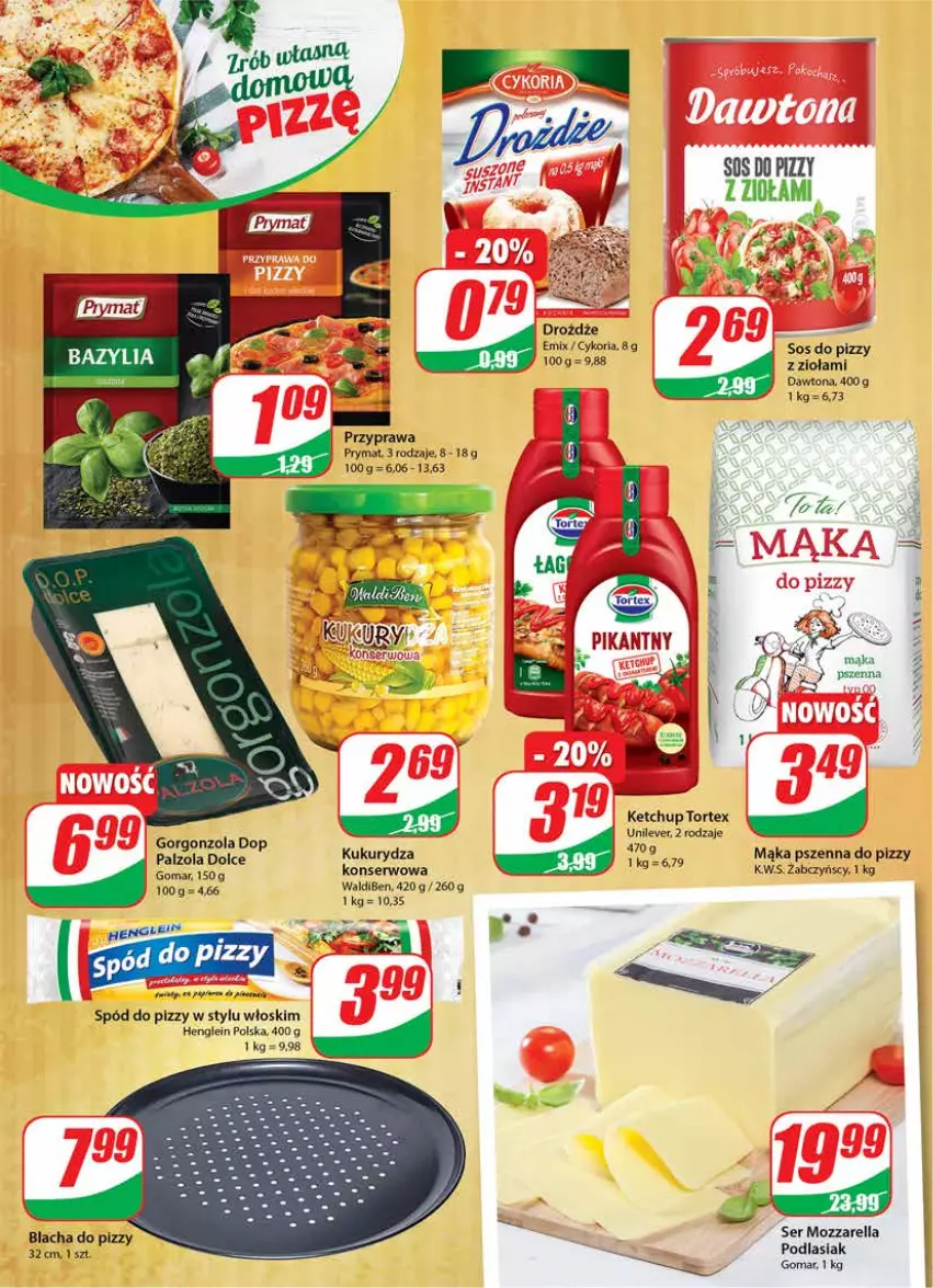 Gazetka promocyjna Dino - Gazetka - ważna 05.05 do 11.05.2021 - strona 6 - produkty: Dawtona, Drożdże, Kukurydza, Mąka, Mąka pszenna, Mozzarella, Prymat, Ser, Sos, Sos do pizzy, Spód do pizzy