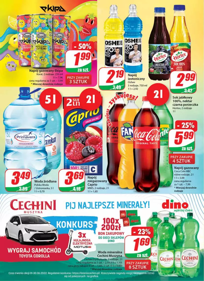 Gazetka promocyjna Dino - Gazetka - ważna 01.06 do 07.06.2022 - strona 2 - produkty: Hortex, LANA, Napój, Napój gazowany, Nektar, Oshee, Por, Sok, Sok jabłkowy, Woda, Woda mineralna