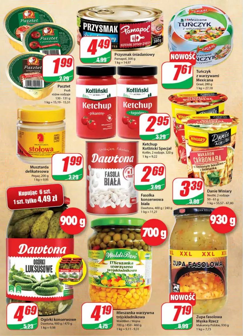 Gazetka promocyjna Dino - Gazetka - ważna 01.06 do 07.06.2022 - strona 8 - produkty: Danio, Dawtona, Fa, Fasola, Gra, Graal, Ketchup, Kotlin, Makaron, Mieszanka warzyw, Mus, Musztarda, Ogórki konserwowe, Pasztet, Ser, Tuńczyk, Warzywa, Winiary, Zupa