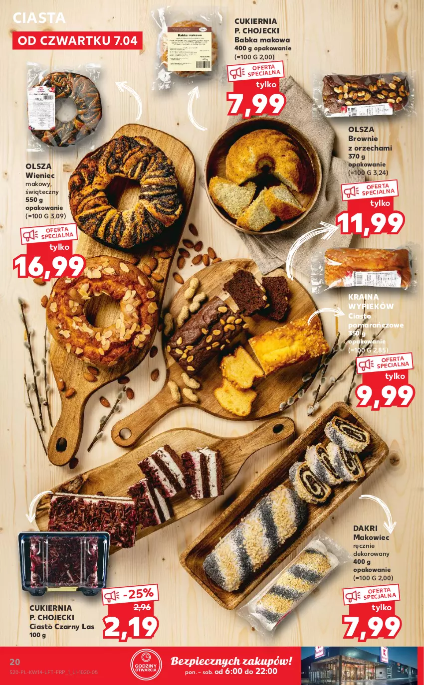 Gazetka promocyjna Kaufland - OFERTA TYGODNIA - ważna 07.04 do 12.04.2022 - strona 20 - produkty: Babka, Brownie, Cukier, Makowiec, Piec, Wieniec