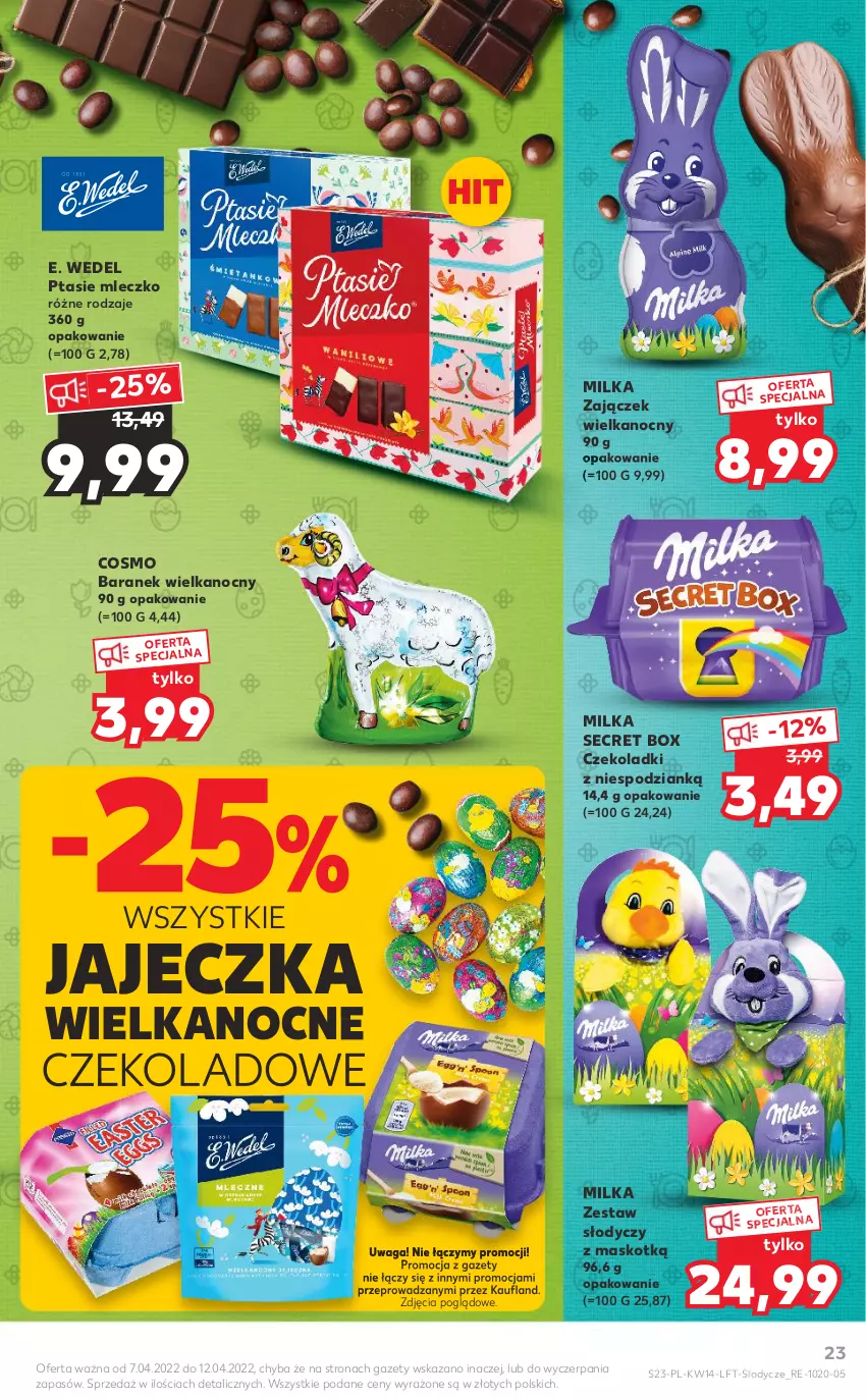 Gazetka promocyjna Kaufland - OFERTA TYGODNIA - ważna 07.04 do 12.04.2022 - strona 23 - produkty: E. Wedel, Lody, Milka, Mleczko, Ptasie mleczko, Waga