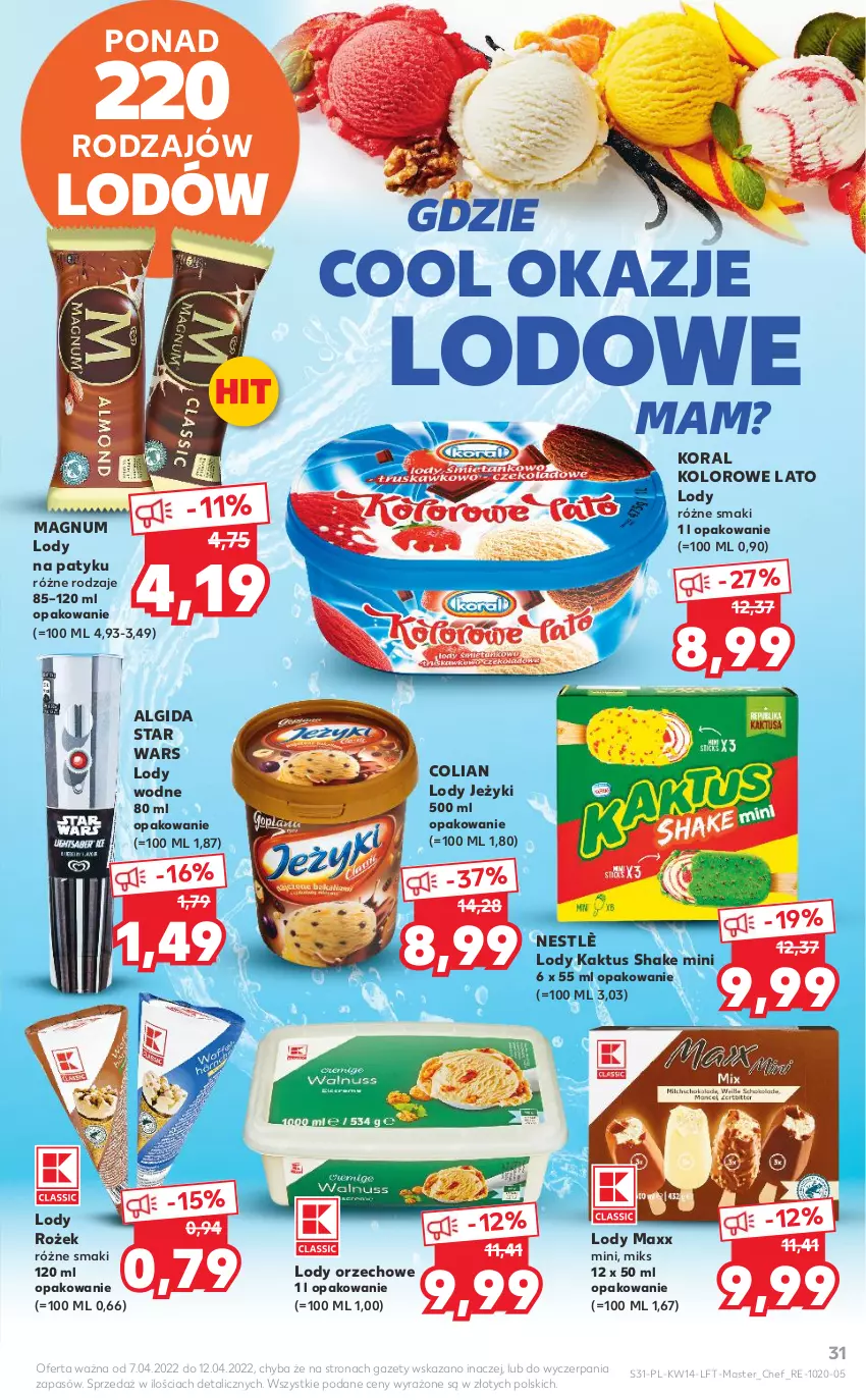 Gazetka promocyjna Kaufland - OFERTA TYGODNIA - ważna 07.04 do 12.04.2022 - strona 31 - produkty: Algida, Jeżyki, Kaktus, LG, Lody, Star Wars