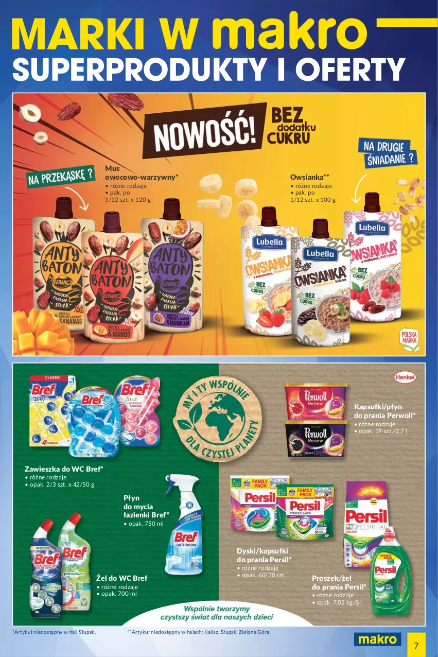 Gazetka promocyjna Makro - [Oferta specjalna] Marki w MAKRO - ważna 28.06 do 11.07.2022 - strona 7 - produkty: Bref, Kapsułki do prania, Mus, Owsianka, Persil, Perwoll, Płyn do mycia, Płyn do prania, Zawieszka do wc