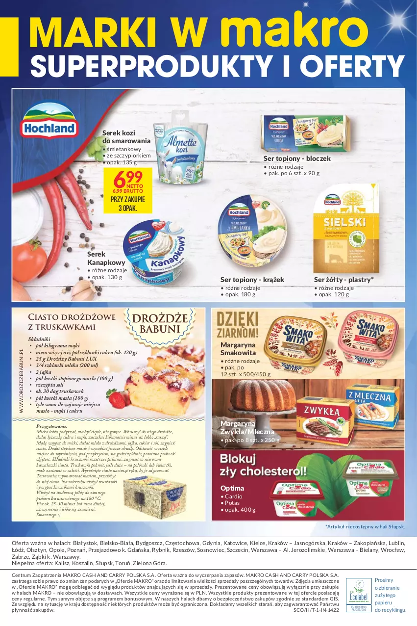 Gazetka promocyjna Makro - [Oferta specjalna] Marki w MAKRO - ważna 28.06 do 11.07.2022 - strona 8 - produkty: Babuni, Cukier, Drożdże, Gra, Kawa, Kosz, Lanki, Margaryna, Masło, Mleko, Optima, Papier, Piec, Piekarnik, Rama, Rum, Ser, Ser topiony, Serek, Serek kanapkowy, Smakowita, Sól, Sos, Szal, Top, Truskawki