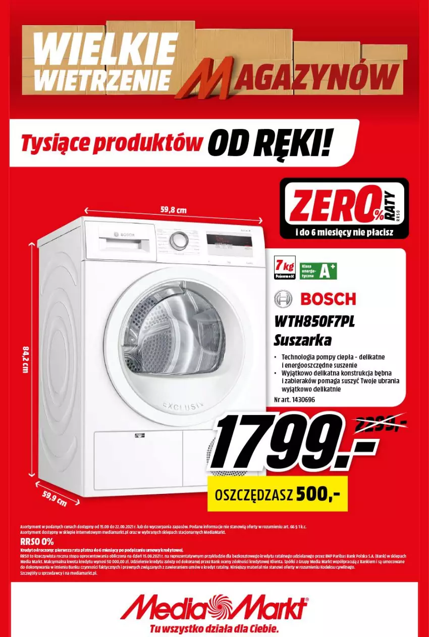 Gazetka promocyjna Media Markt - Gazetka Media Markt - ważna 15.09 do 22.09.2021 - strona 1 - produkty: Suszarka, Ubrania