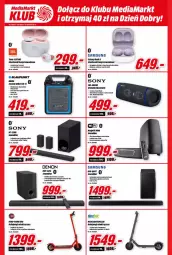 Gazetka promocyjna Media Markt - Gazetka Media Markt - Gazetka - ważna od 22.09 do 22.09.2021 - strona 5 - produkty: Por, Gry, Cif, Słuchawki, Głośnik, Sony, Soundbar, Słuchawki bezprzewodowe, Głośnik bluetooth, Subwoofer, Hulajnoga, Samsung, Gala, Hulajnoga elektryczna, Akumulator, LG