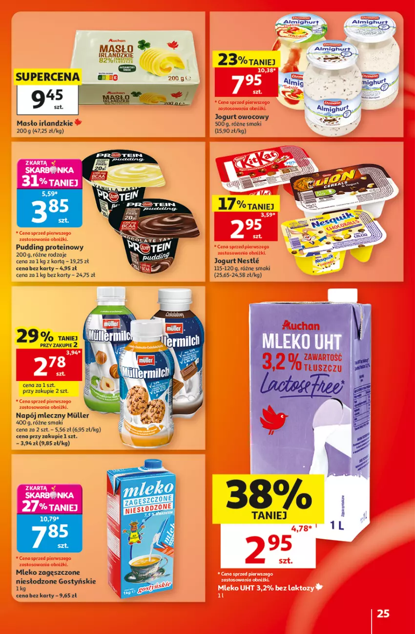 Gazetka promocyjna Auchan - Gazetka 30 Lat Hipermarket Auchan - ważna 10.09 do 16.09.2026 - strona 25 - produkty: Jogurt, Jogurt owocowy, Masło, Mleko, Mleko zagęszczone, Napój, Napój mleczny, Pudding