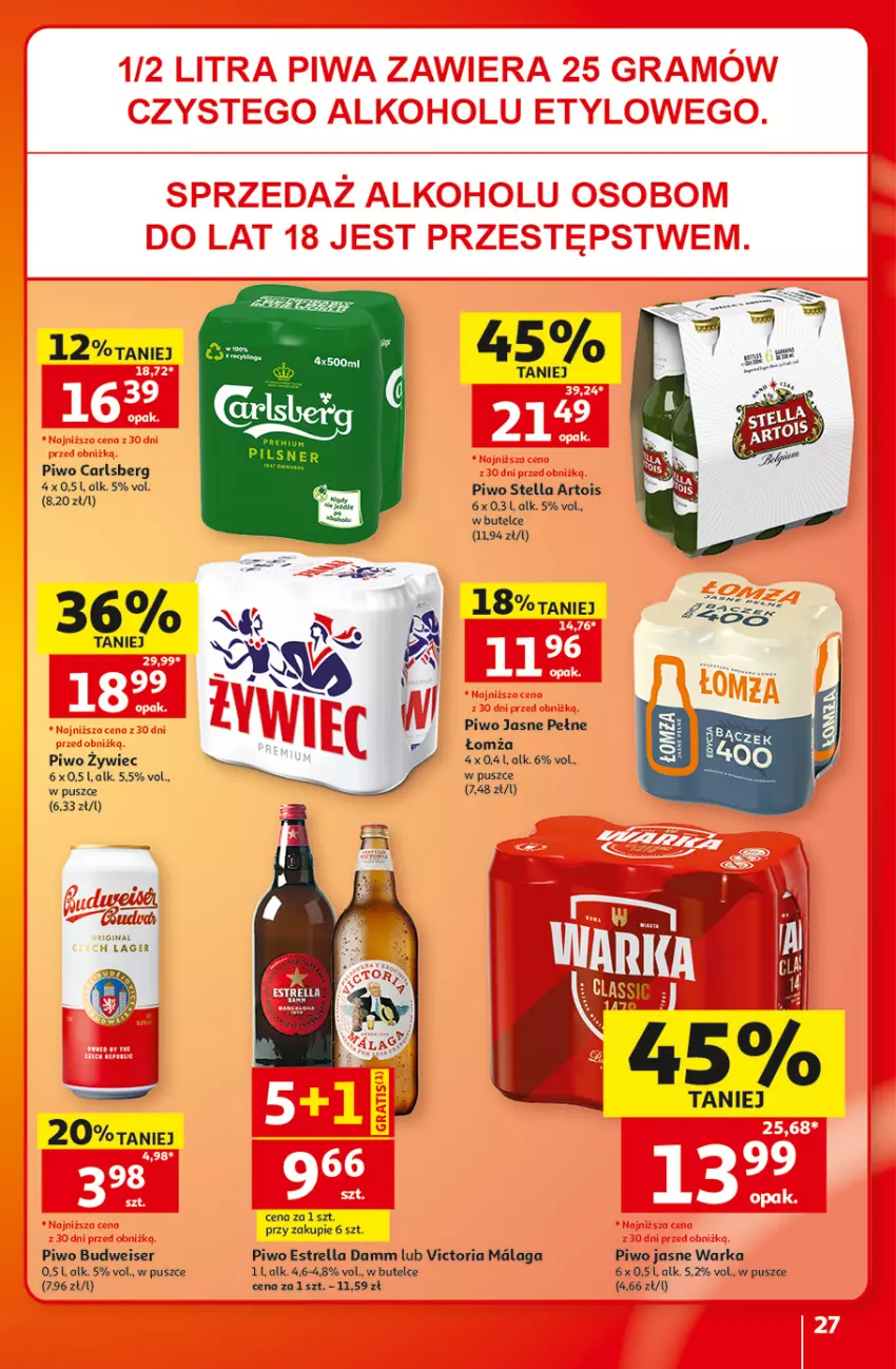Gazetka promocyjna Auchan - Gazetka 30 Lat Hipermarket Auchan - ważna 10.09 do 16.09.2026 - strona 27 - produkty: Carlsberg, Piwo, Piwo jasne, Ser, Warka