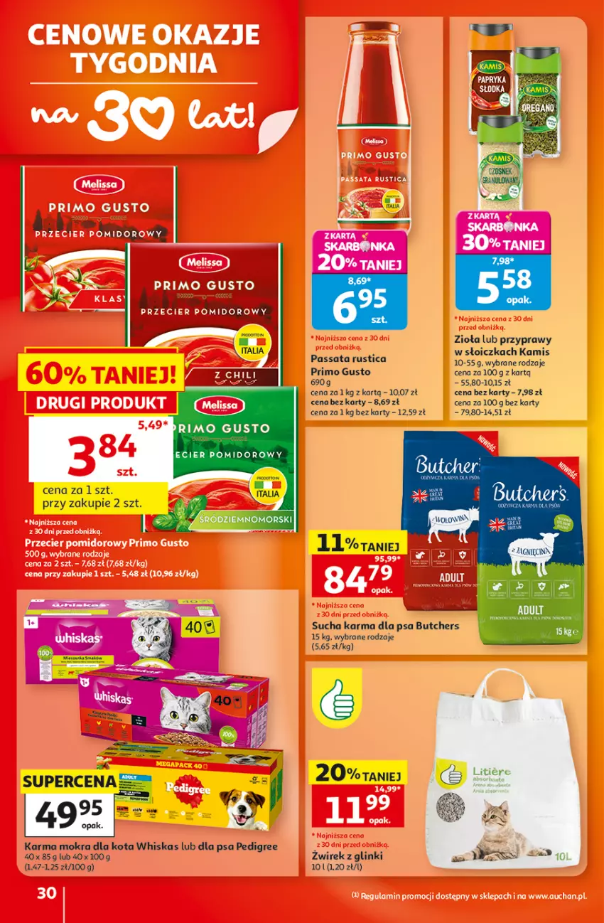 Gazetka promocyjna Auchan - Gazetka 30 Lat Hipermarket Auchan - ważna 10.09 do 16.09.2026 - strona 30 - produkty: Kamis, Pedigree, Przyprawy, Rust, Sucha karma, Whiskas