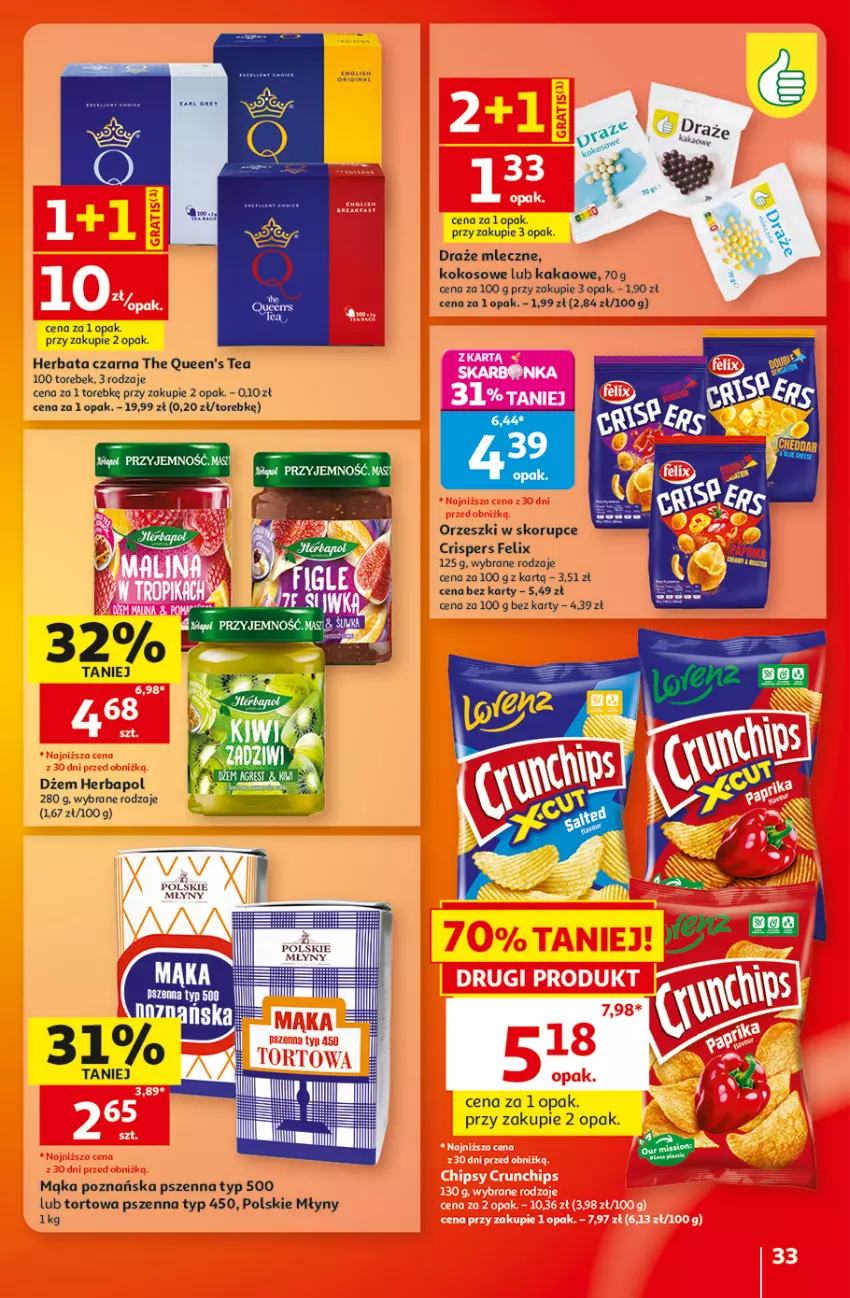 Gazetka promocyjna Auchan - Gazetka 30 Lat Hipermarket Auchan - ważna 10.09 do 16.09.2026 - strona 33 - produkty: Dżem, Felix, Herbapol, Herbata, Herbata czarna, Kakao, Kokos, Mąka, Orzeszki, Orzeszki w skorupce, Polskie Młyny