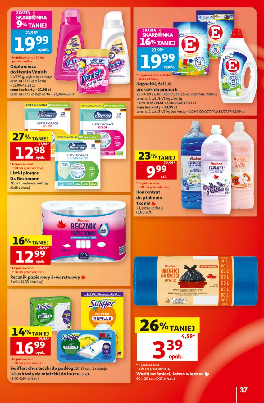 Gazetka promocyjna Auchan - Gazetka 30 Lat Hipermarket Auchan - ważna 10.09 do 16.09.2026 - strona 37 - produkty: Chusteczki, Odplamiacz, Papier, Proszek do prania, Ręcznik, Rolki, Vanish
