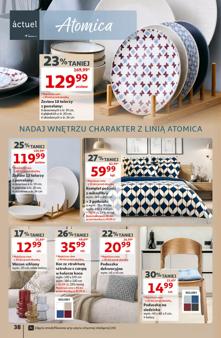 Gazetka promocyjna Auchan - Gazetka 30 Lat Hipermarket Auchan - ważna 10.09 do 16.09.2026 - strona 38 - produkty: Atomic, Deser, Intel, Koc, Komplet pościeli, Poduszka, Por, Pościel, Ser, Siedzisko, Talerz, Wazon