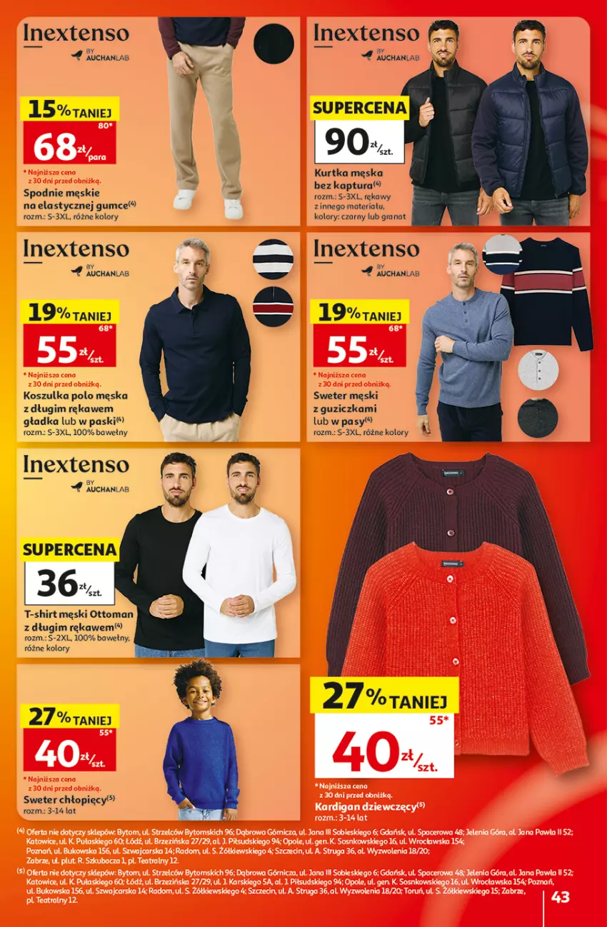 Gazetka promocyjna Auchan - Gazetka 30 Lat Hipermarket Auchan - ważna 10.09 do 16.09.2026 - strona 43 - produkty: Gra, Granat, Kosz, Koszulka, Kurtka, Spodnie, Sweter, T-shirt