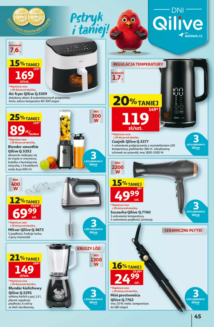 Gazetka promocyjna Auchan - Gazetka 30 Lat Hipermarket Auchan - ważna 10.09 do 16.09.2026 - strona 45 - produkty: Blender, Czajnik, Gra, Mikser, Przewód, Ser, Smoothie, Suszarka, Top