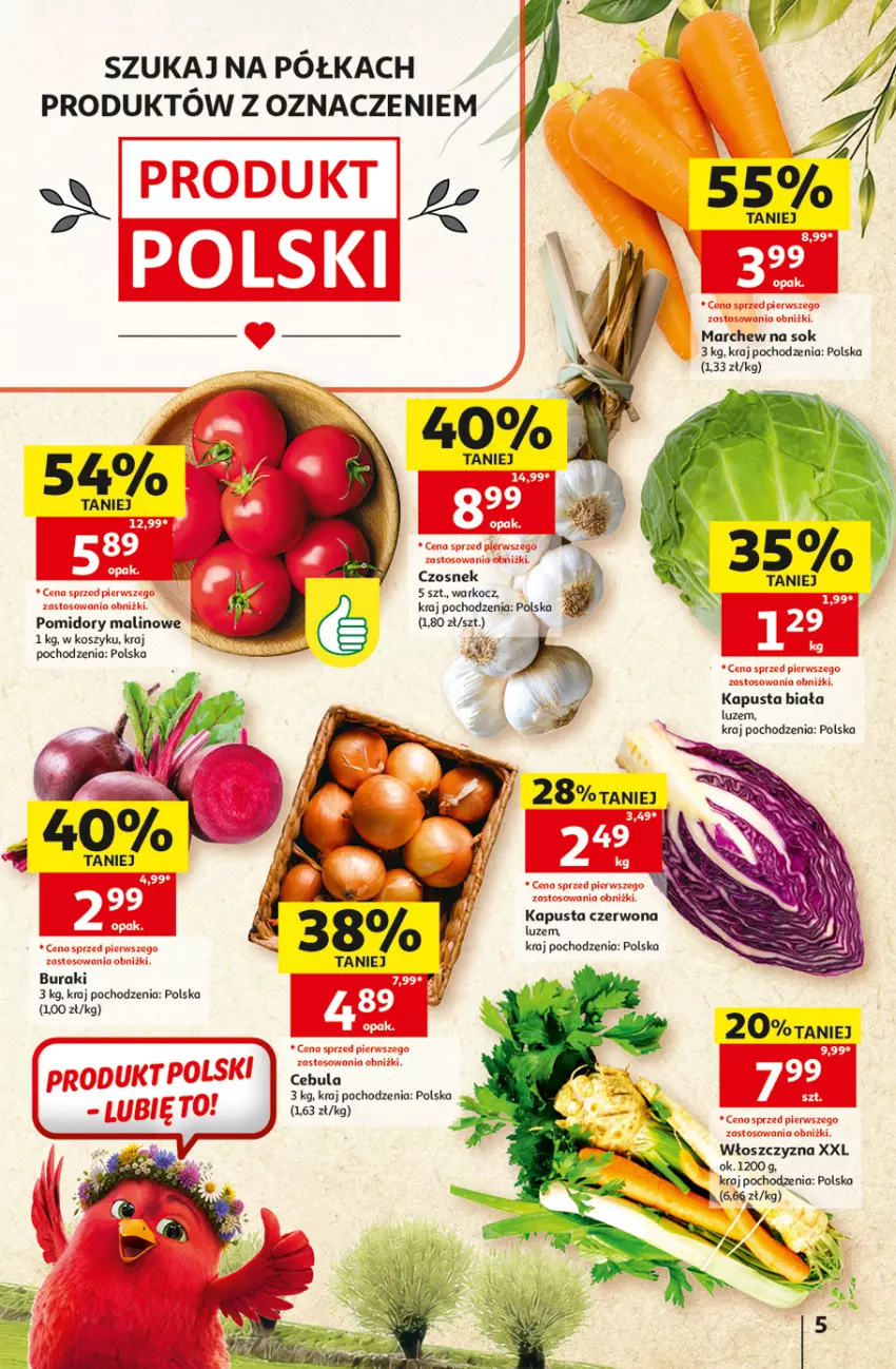 Gazetka promocyjna Auchan - Gazetka 30 Lat Hipermarket Auchan - ważna 10.09 do 16.09.2026 - strona 5 - produkty: Buraki, Cebula, Czosnek, Koc, Kosz, Półka, Pomidory, Sok
