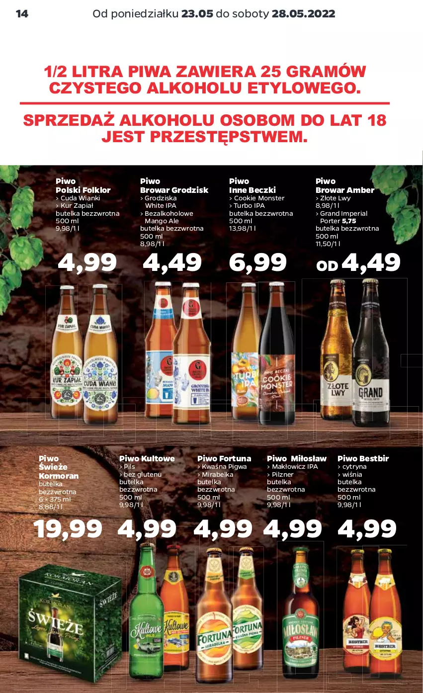 Gazetka promocyjna Netto - Gazetka spożywcza 23.05-28.05 - ważna 23.05 do 28.05.2022 - strona 14 - produkty: Fortuna, Gra, Mango, Piwa, Piwo, Por