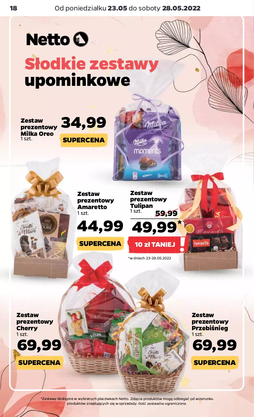 Gazetka promocyjna Netto - Gazetka spożywcza 23.05-28.05 - ważna 23.05 do 28.05.2022 - strona 18 - produkty: Gra, Milka, Oreo, Tulipan, Zestaw prezentowy