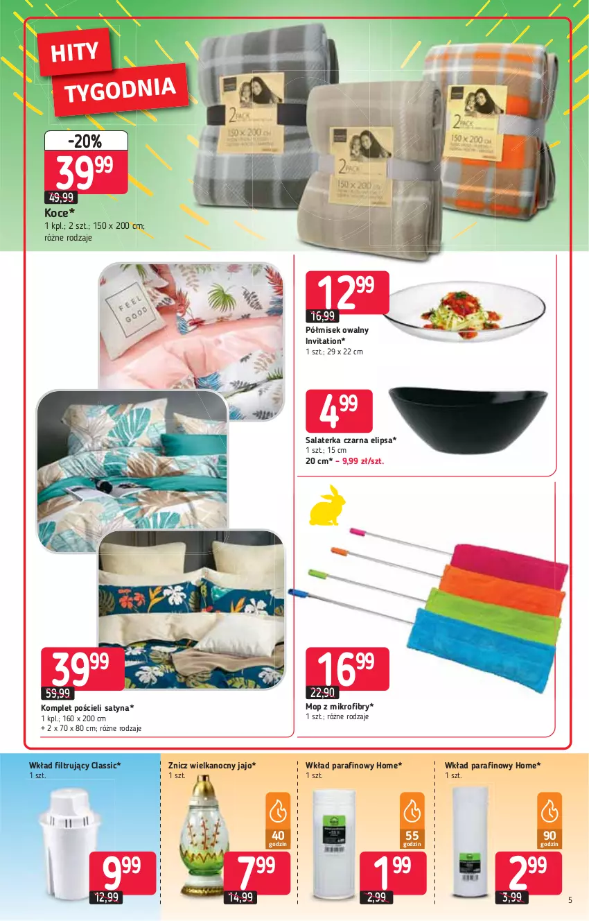 Gazetka promocyjna Stokrotka - Market - ważna 25.03 do 31.03.2021 - strona 5 - produkty: Koc, Komplet pościeli, Mop, Pościel, Salaterka, Znicz