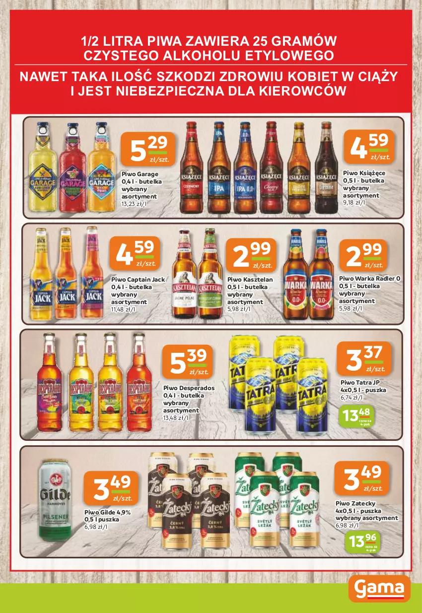 Gazetka promocyjna Gama - Gazetka Gama - ważna 29.05 do 10.06.2025 - strona 11 - produkty: Captain Jack, Desperados, Gra, Kasztelan, Książęce, Piec, Piwa, Piwo, Radler, Tatra, Warka