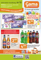 Gazetka promocyjna Gama - Gazetka Gama - Gazetka - ważna od 10.06 do 10.06.2025 - strona 1 - produkty: Piwa, Piwo, Piec, Gra, 7up, Mirinda, Tyskie, Pepsi, Czekolada, Napój, Milka, Fa