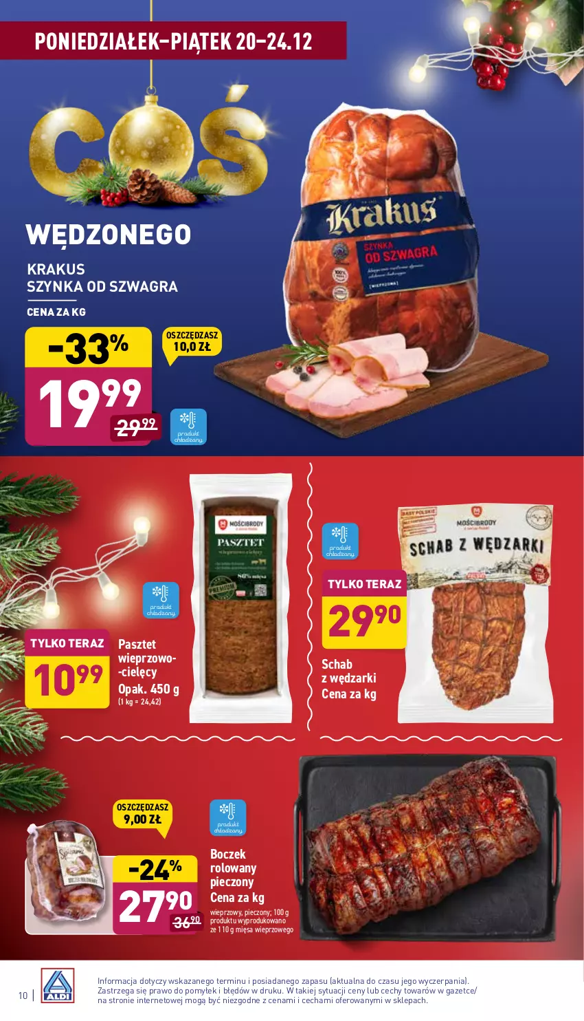 Gazetka promocyjna Aldi - Katalog spożywczy - ważna 20.12 do 24.12.2021 - strona 10 - produkty: Boczek, Gra, Krakus, Pasztet, Piec, Szynka, Tera