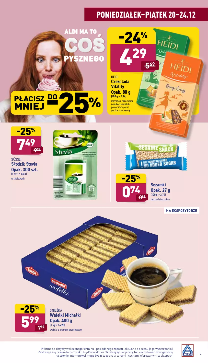 Gazetka promocyjna Aldi - Katalog spożywczy - ważna 20.12 do 24.12.2021 - strona 7 - produkty: Czekolada, Michałki, Sezam, Tablet