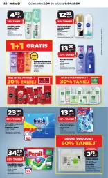 Gazetka promocyjna Netto - Artykuły spożywcze - Gazetka - ważna od 06.04 do 06.04.2024 - strona 22 - produkty: Elseve, Gra, Finish, Zawieszka do wc, Bref, Tablet, Mleczko do ciała, Persil, Pasta do zębów, L’Oréal, Mleczko, Tołpa, Szampon, Znicz, Zmywarki, Kapsułki do prania, Olej, Antyperspirant, Tabletki do zmywarki, Nivea, Wkład olejowy