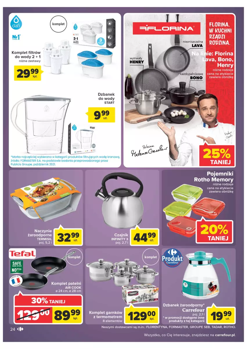 Gazetka promocyjna Carrefour - Gazetka Carrefour ZyskOferty - ważna 04.05 do 14.05.2022 - strona 24 - produkty: Czajnik, Dzbanek, Fa, Pojemnik, Por, Tefal, Termometr